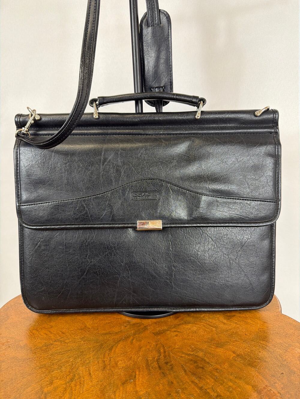 Coach Black Leather Briefcase Computer Laptop Bag Messenger Shoulder Strap